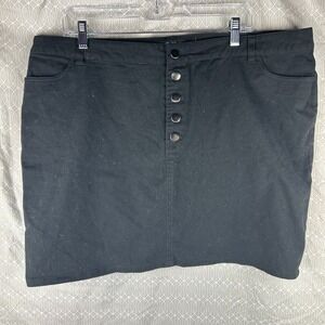Forever 21 Mini Skirt Womens 3X Black Denim Flat Front Buttons‎
